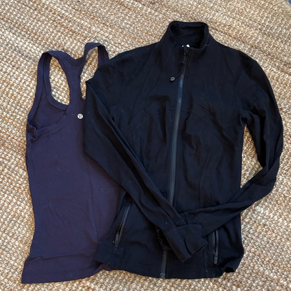 lululemon Black Women's Jacket and fitted purple tank